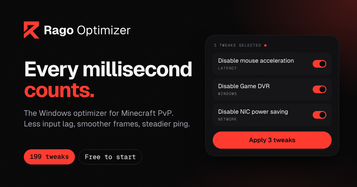 Disabled Window Sign Rago Optimizer: Minecraft PvP optimizer for Windows